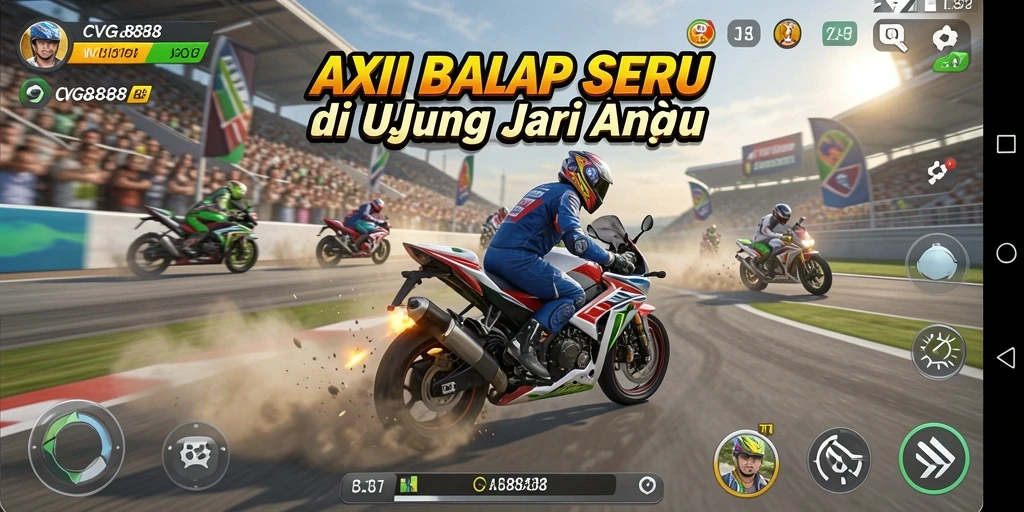 Tampilan gameplay seru dengan berbagai kendaraan balap.