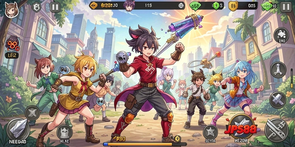Tampilan gameplay seru dari JPS88 dengan karakter anime favorit.