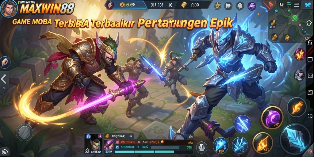 Tampilan gameplay seru dalam MAXWIN88 dengan aksi MOBA yang menegangkan.