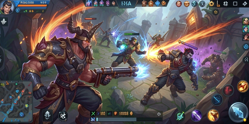Gameplay menegangkan MDG188 dalam pertempuran MOBA.