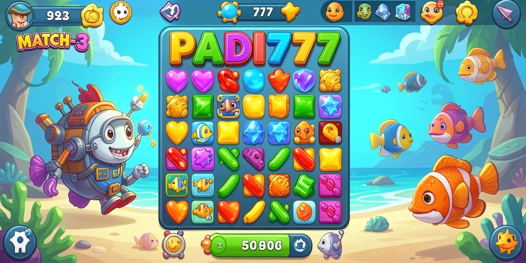 Gameplay seru PADI777 dalam aksi Match-3.