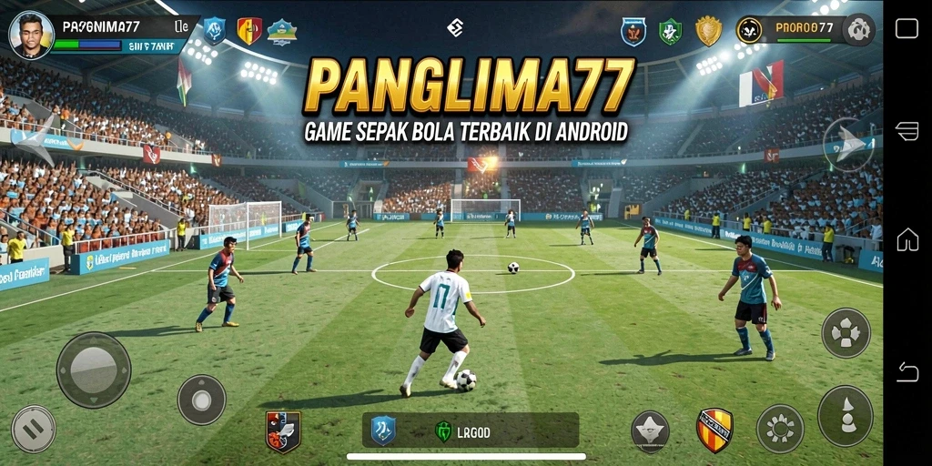 Tampilan gameplay mendebarkan dalam PANGLIMA77 dengan aksi sepak bola yang seru.
