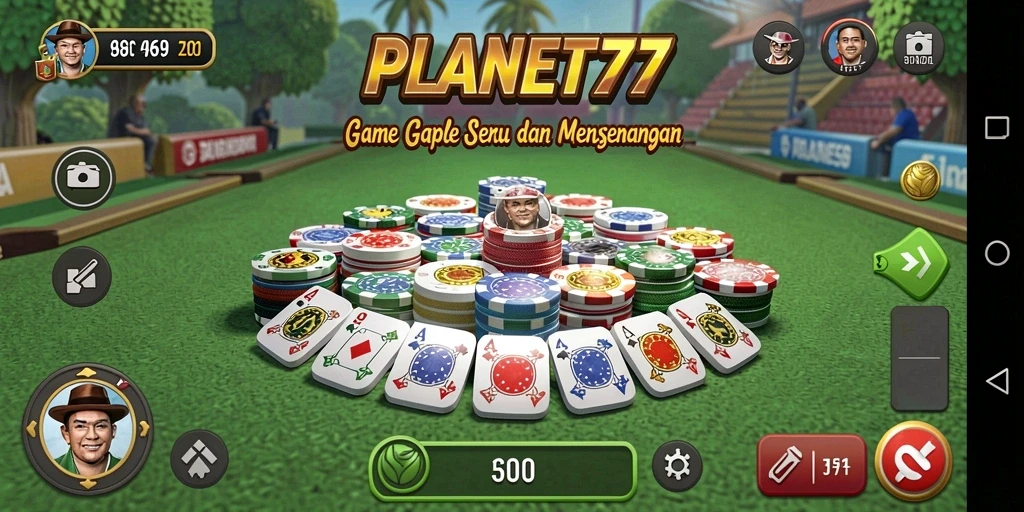 Tampilan gameplay seru saat bermain Gaple di PLANET77.