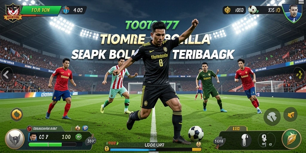 Screenshot gameplay TOTO777 yang menampilkan aksi pertandingan sepak bola yang seru.